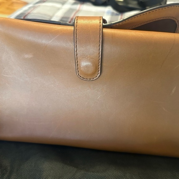 LL Bean Signature Tan Leather Shoulder Bag Braided Strap - Picture 6 of 6